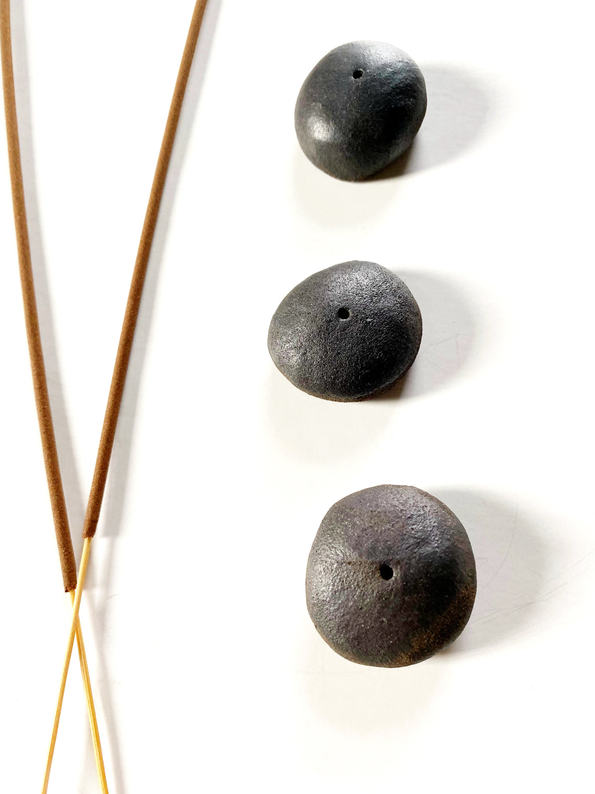Raw Black Clay Pebble Stone Rock Incense Holder