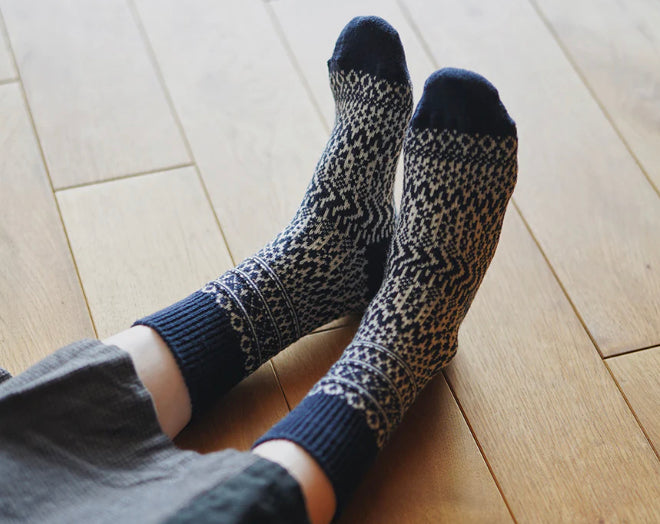 Wool Jacquard Socks Berlin Blue