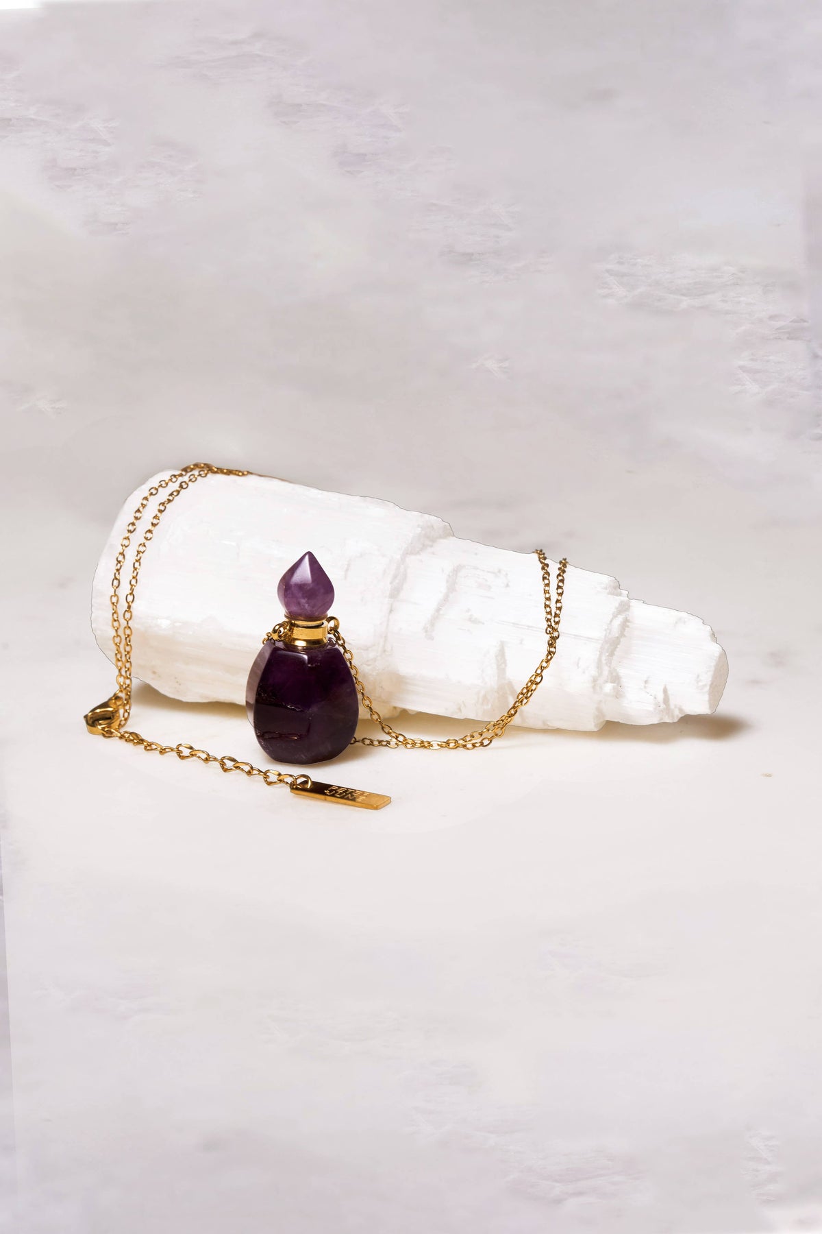 Isla Vessel Necklace - 18K Gold Plated + Gemstone: Quartz