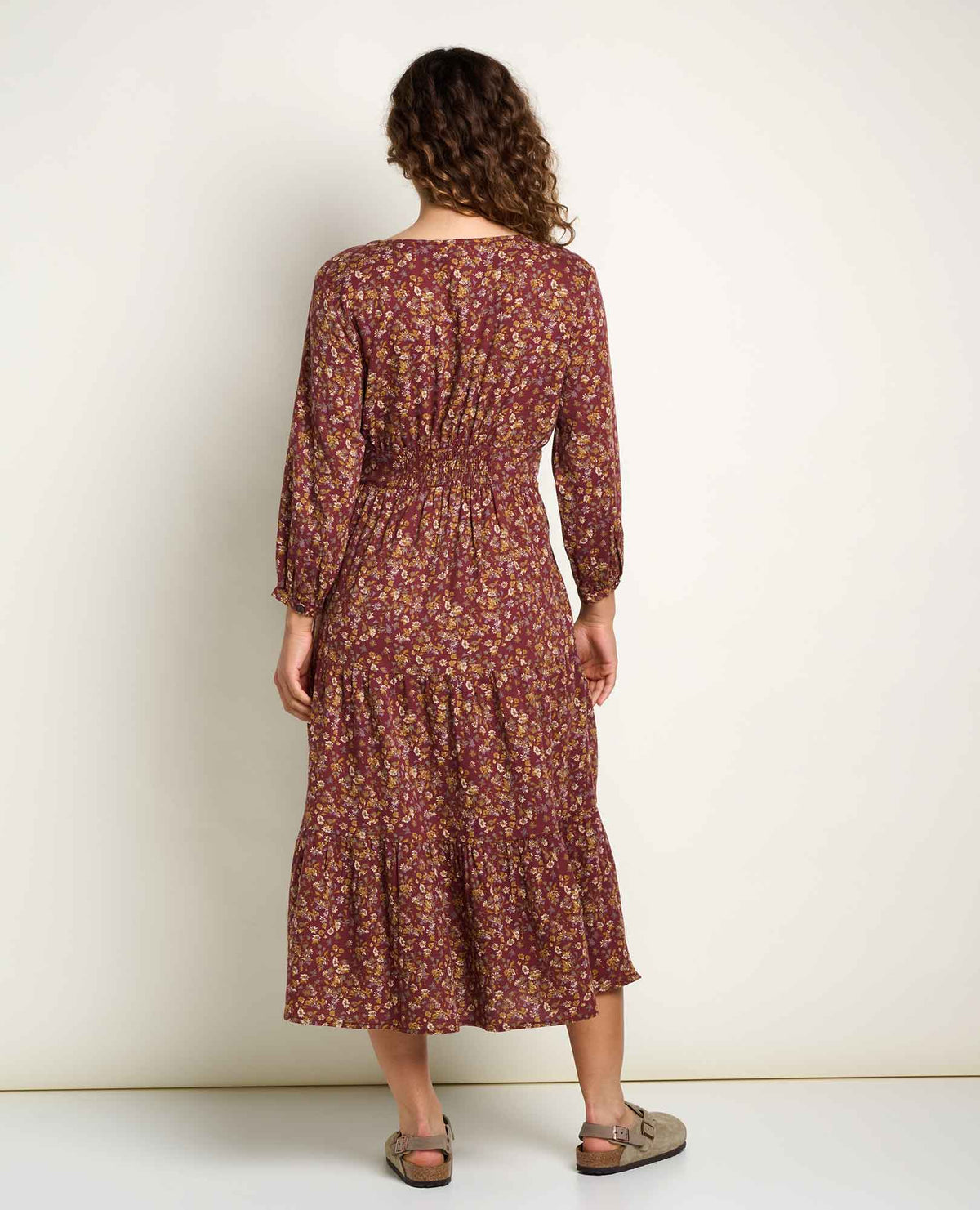 Manzana Tiered Midi Dress - Malbec Print (F26)