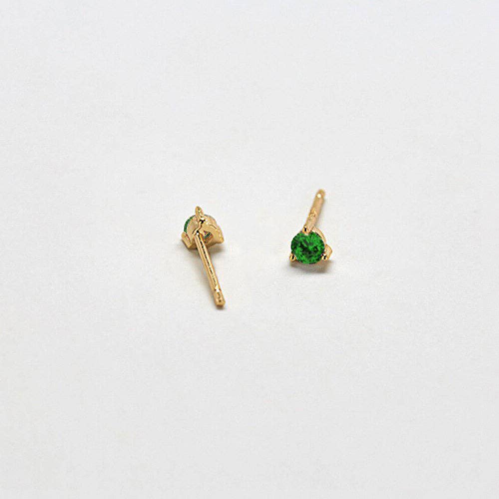 Green CZ Round Stud SINGLE