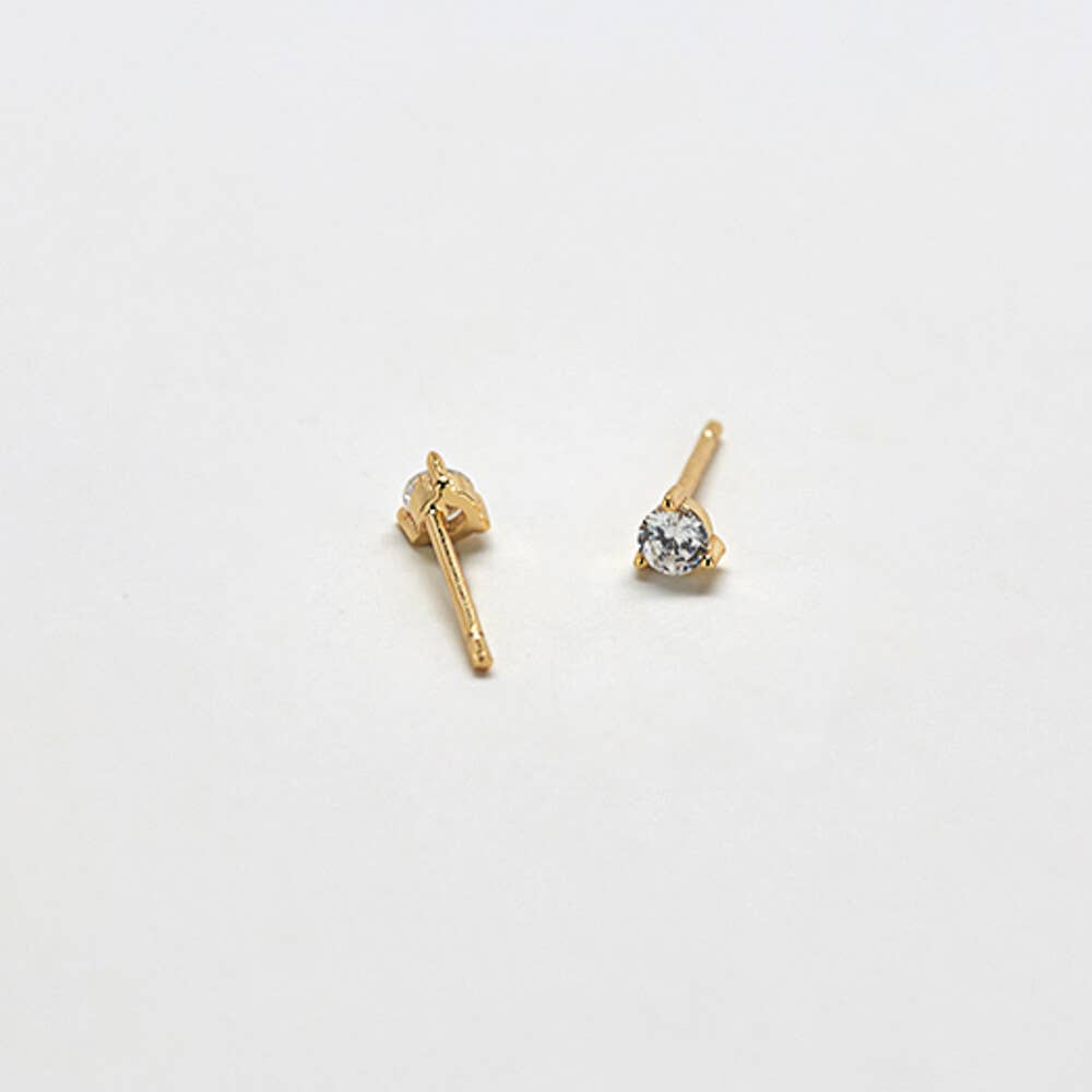 White Cubic Zirconia Round Vermeil Stud SOLD SINGLE