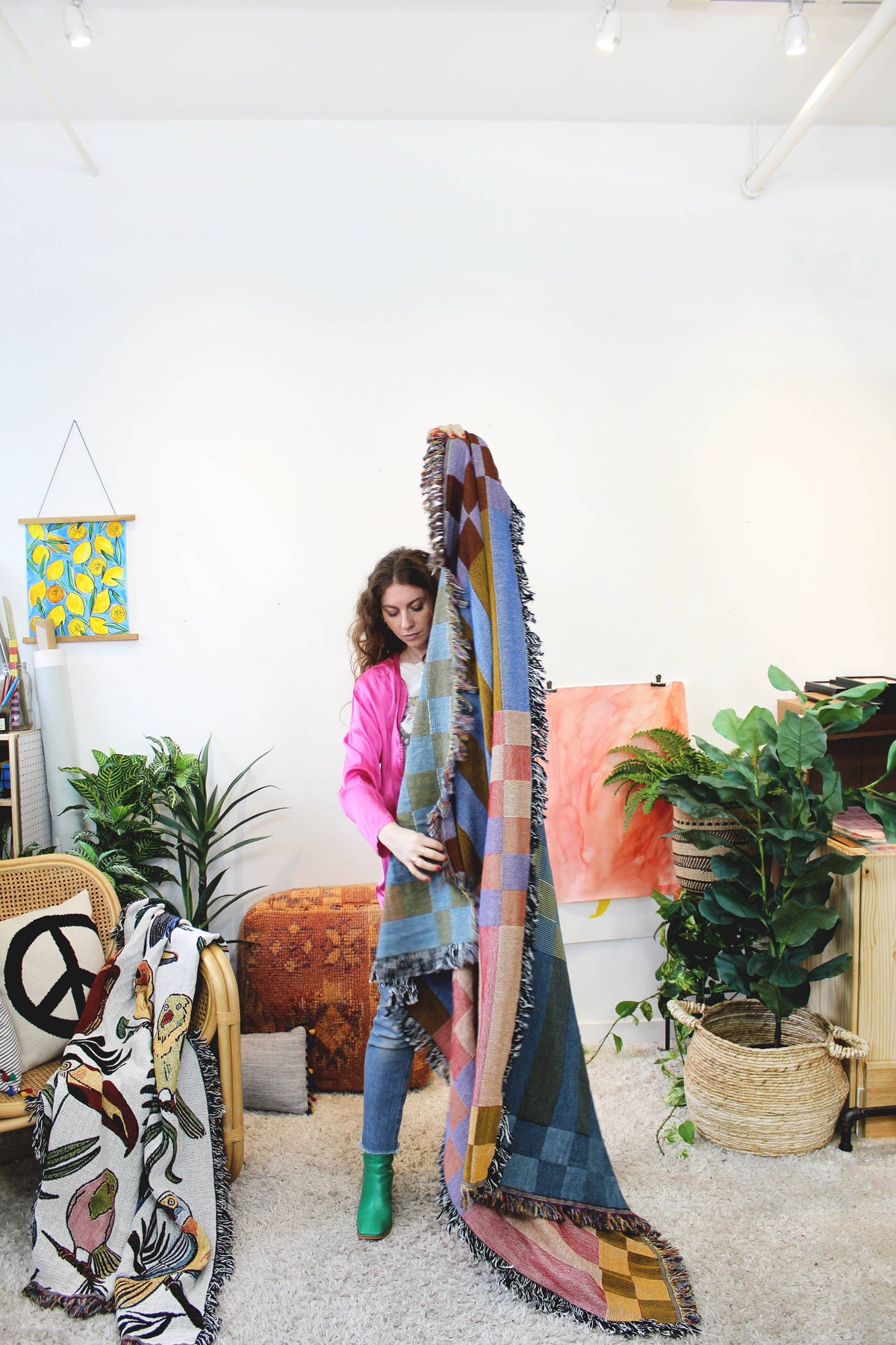 Checkered Stripe Tapestry Blanket: Fort Tilden