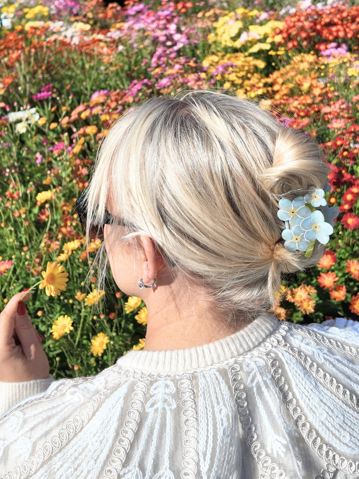 Hand-painted Forget-Me-Not Claw Hair Clip | Eco-Friendly
