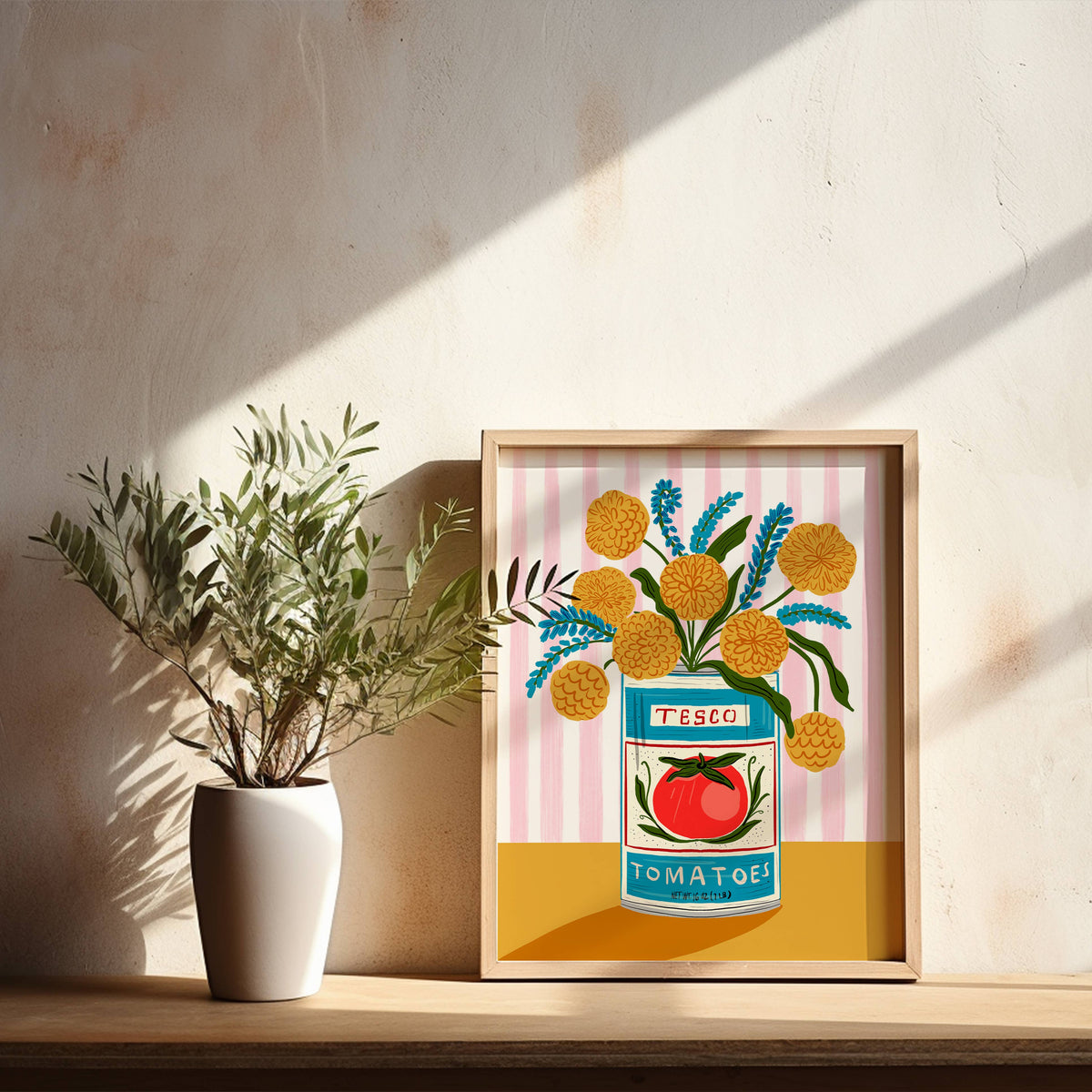 &quot;Floral Tomato Can with Stripes&quot; - 8&quot; x 10&quot; Art Print
