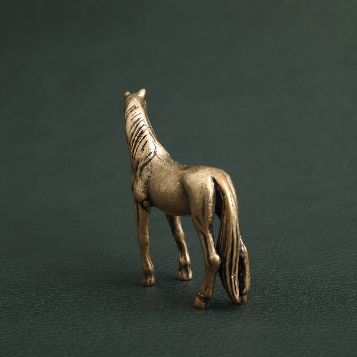 Antique Brass Galloping Horse Figurine Desktop Ornament: A1