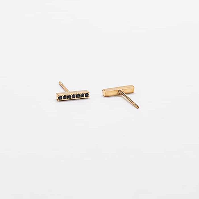 Black Pavé Gold Bar Stud sold SINGLE