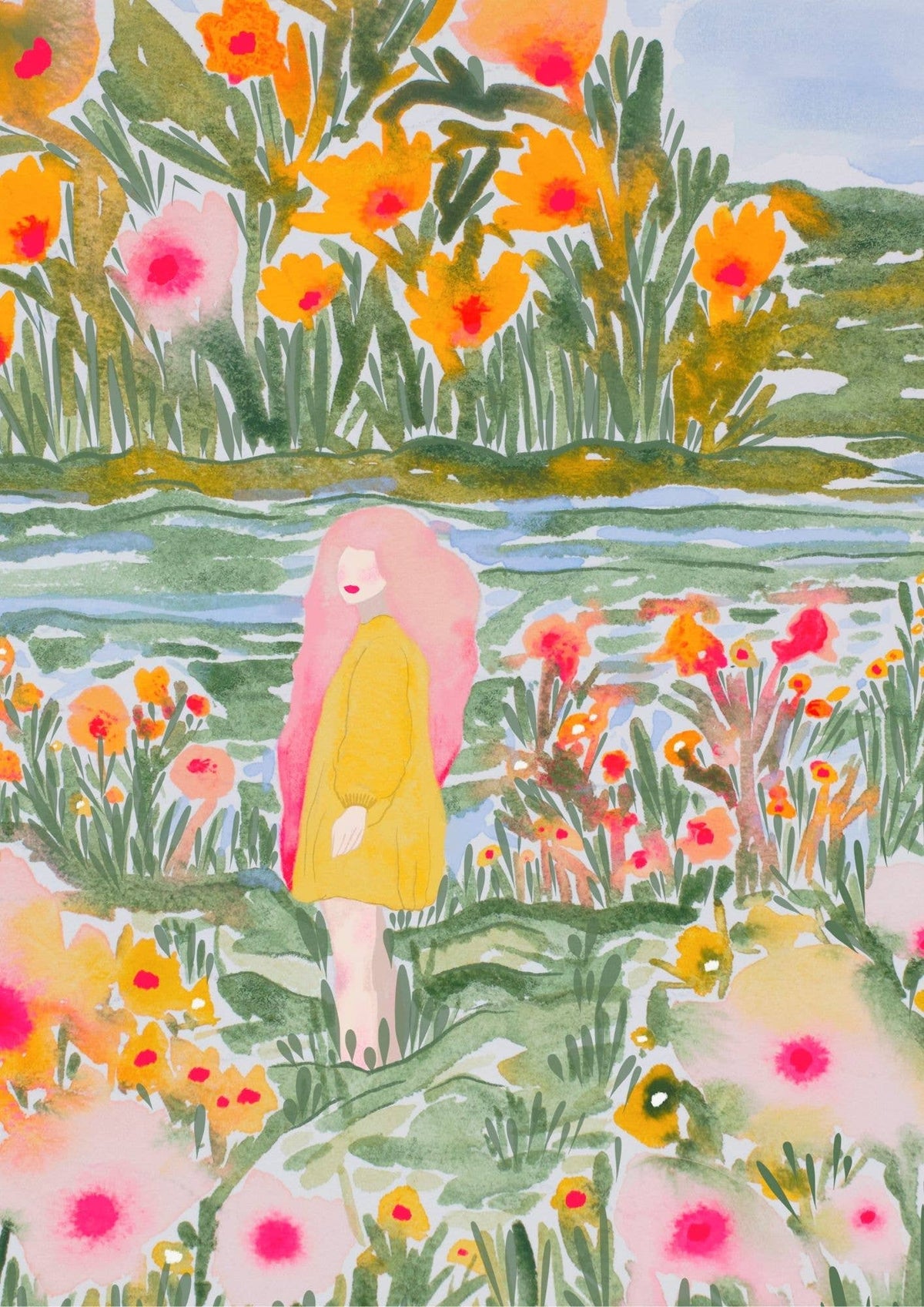 Floral Summer By The Sea Side Art Print