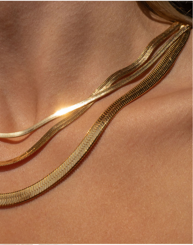 18k Gold-filled Herringbone Necklace | 16" / Regular (6mm)