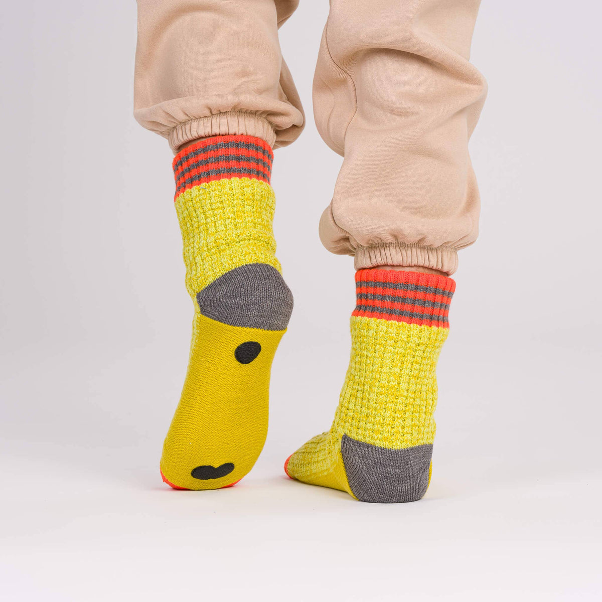 Varsity Knit House Socks: Golden Olive / L/XL - W 9.5-12.5<br>M 8-11