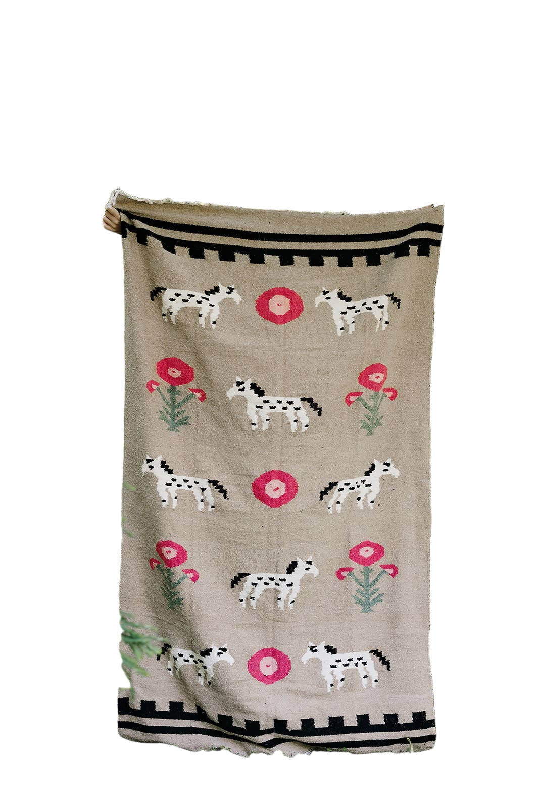 Poppies 'n Ponies (Dusky Pink Rose) // Handwoven Blanket