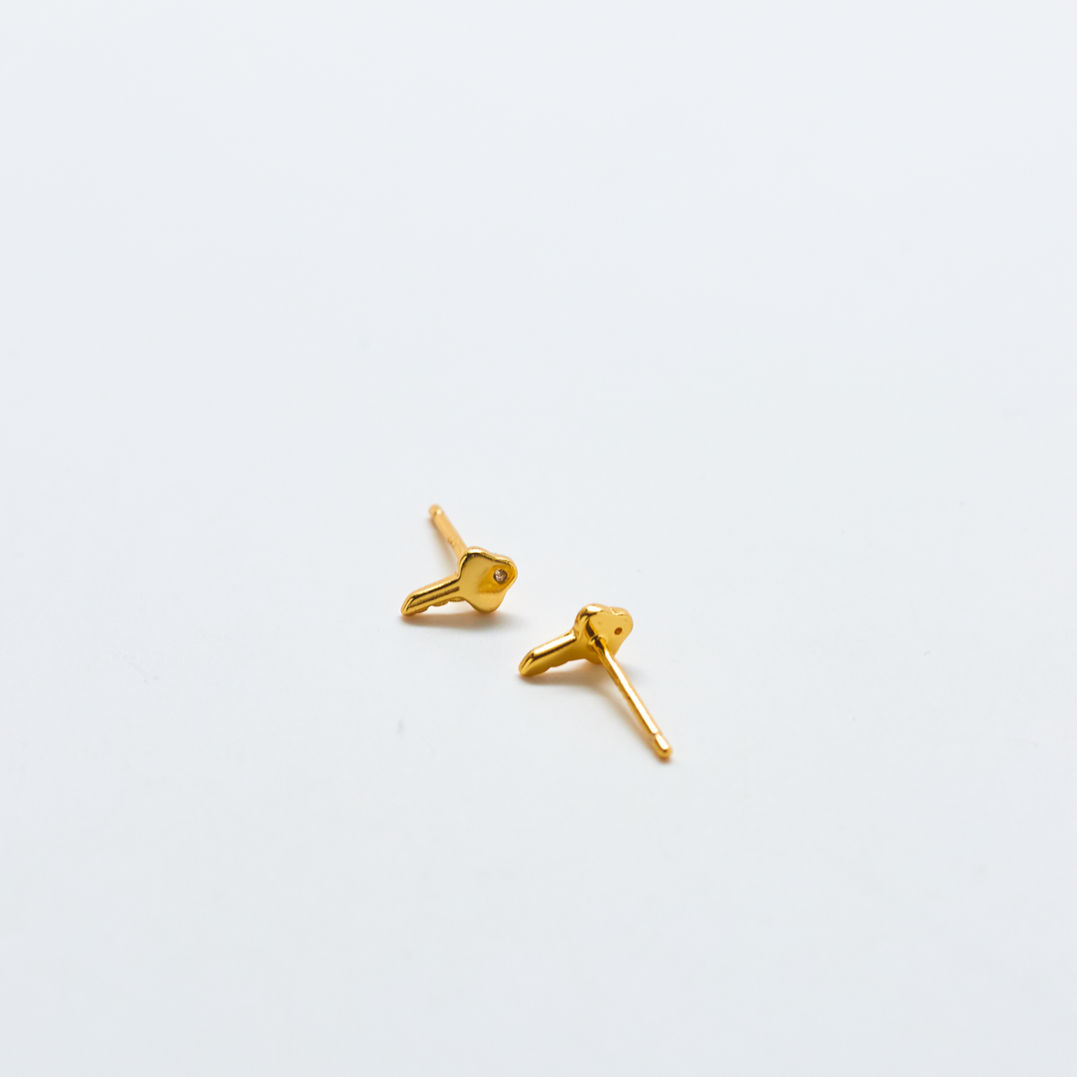Gold Vermeil Pavé Cubic Zirconia Key Stud Earring - SINGLE