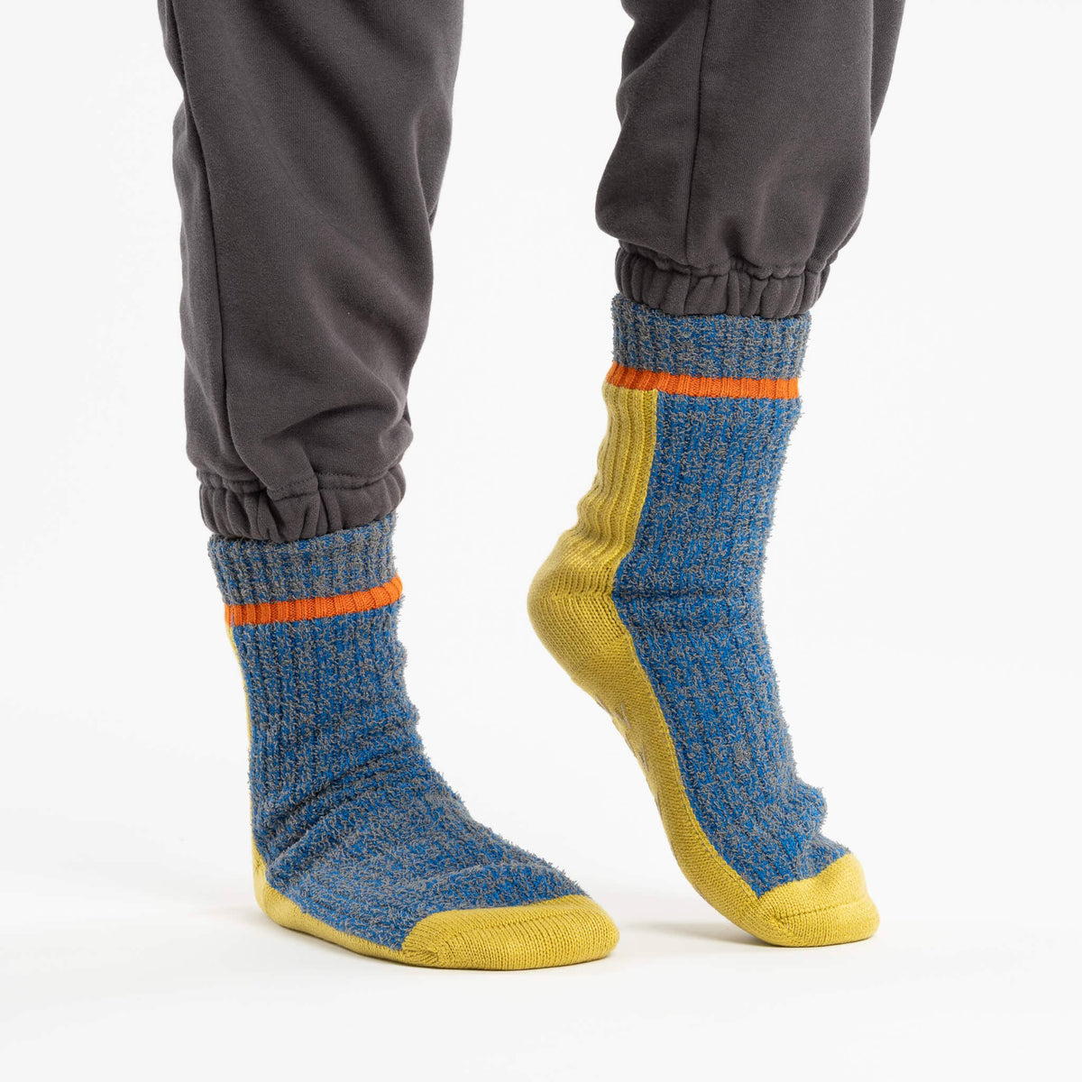 Color Ragg House Socks: Golden Olive Cobalt (L/XL)