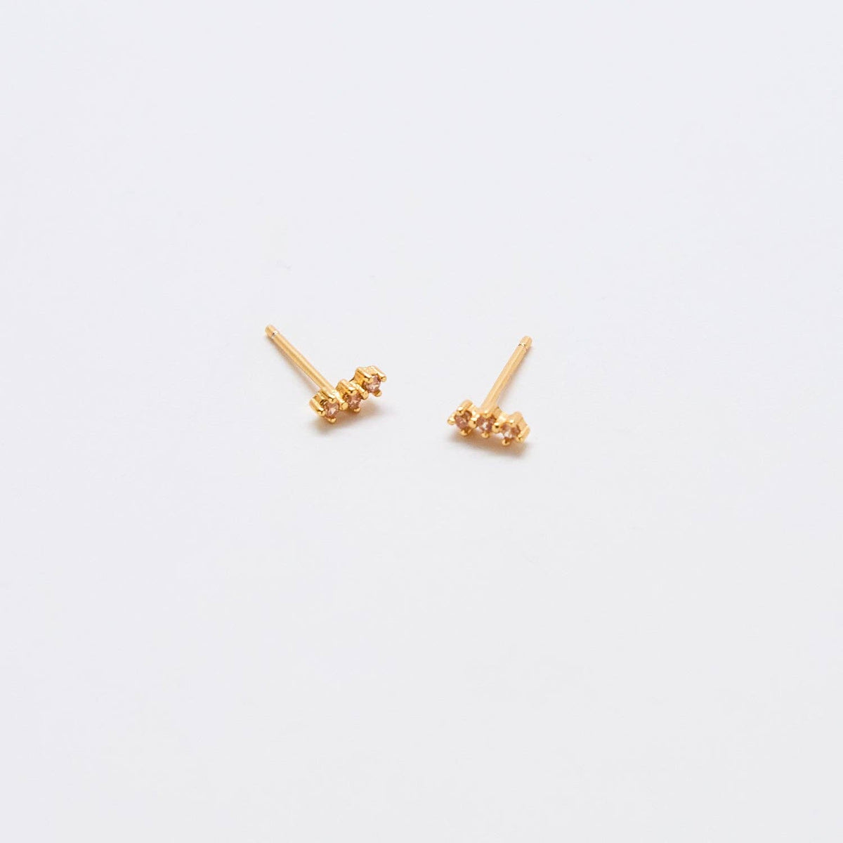 Champagne CZ Gold Bar Stud - SINGLE - Gold Vermeil