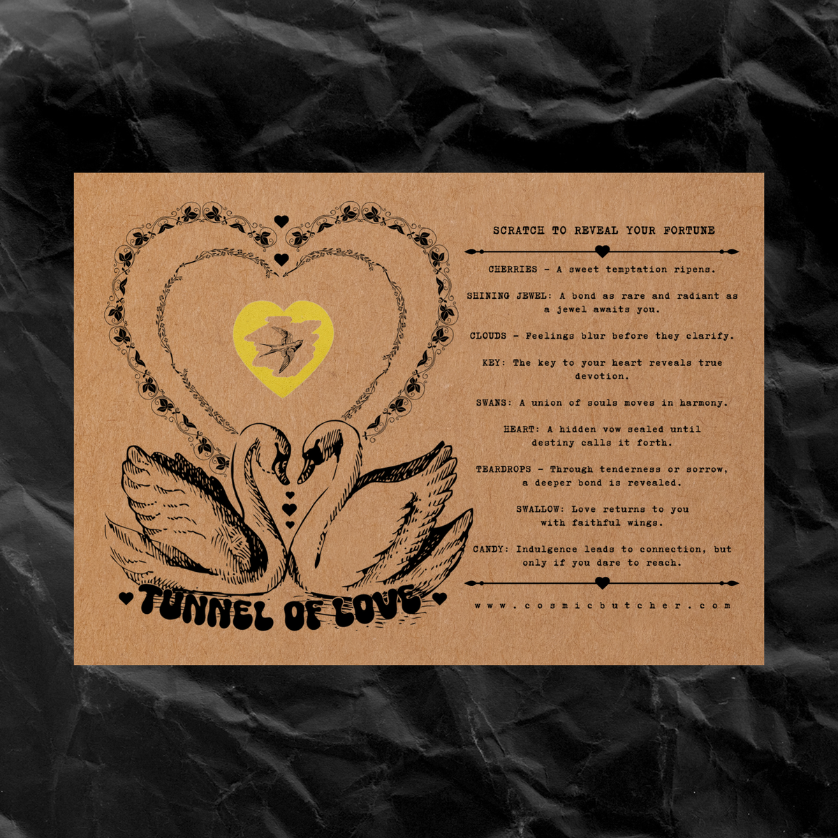 "TUNNEL OF LOVE" Valentine Gift Scratch Off Fortune Card: PUNCHY PASTELS