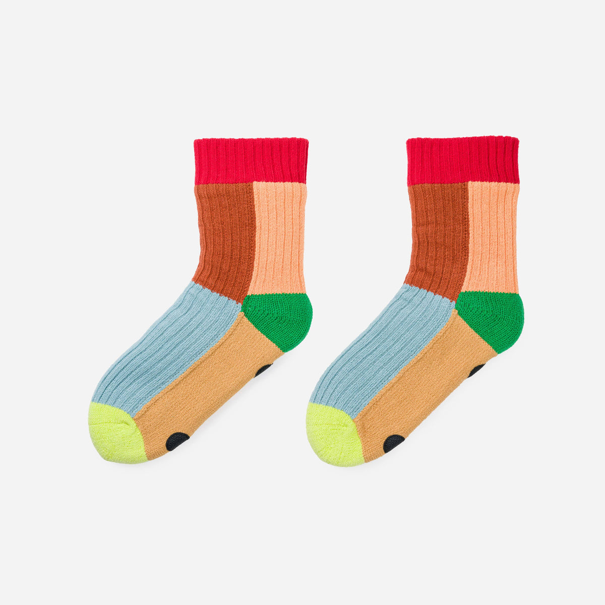 Kaleidoscope Knit House Socks: Stone Blue Rust (S/M)