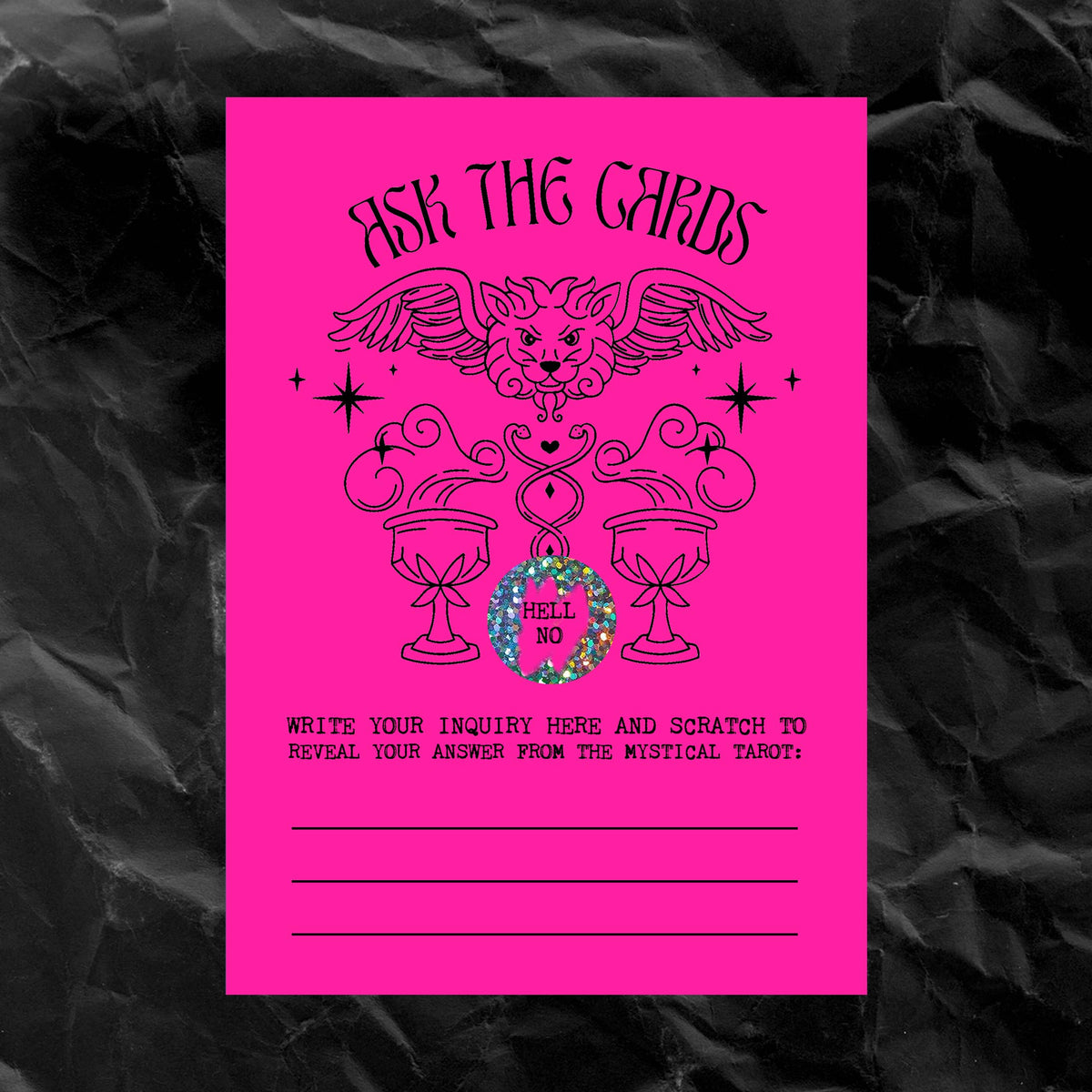 "ASK THE CARDS" Tarot Novelty Scratch Off Tarot Fortune Card: BRIGHTS/NEONS