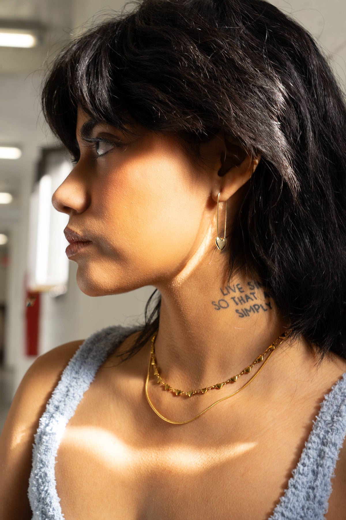 Lita Safety Pin Hoops - 18K Gold Plated- sold SINGLE
