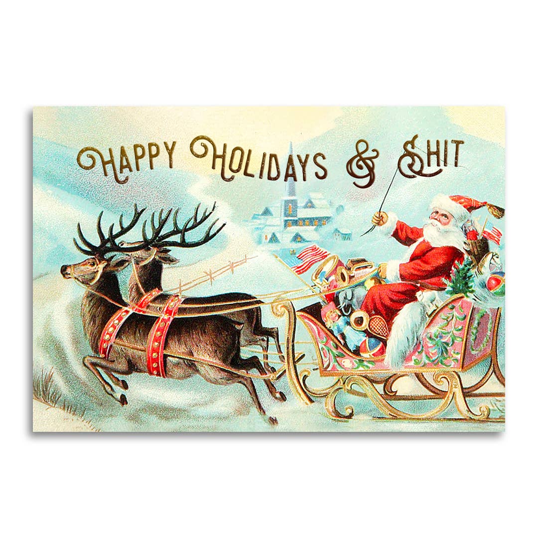 Happy Holidays &amp; Shit - Funny Adult Christmas Card