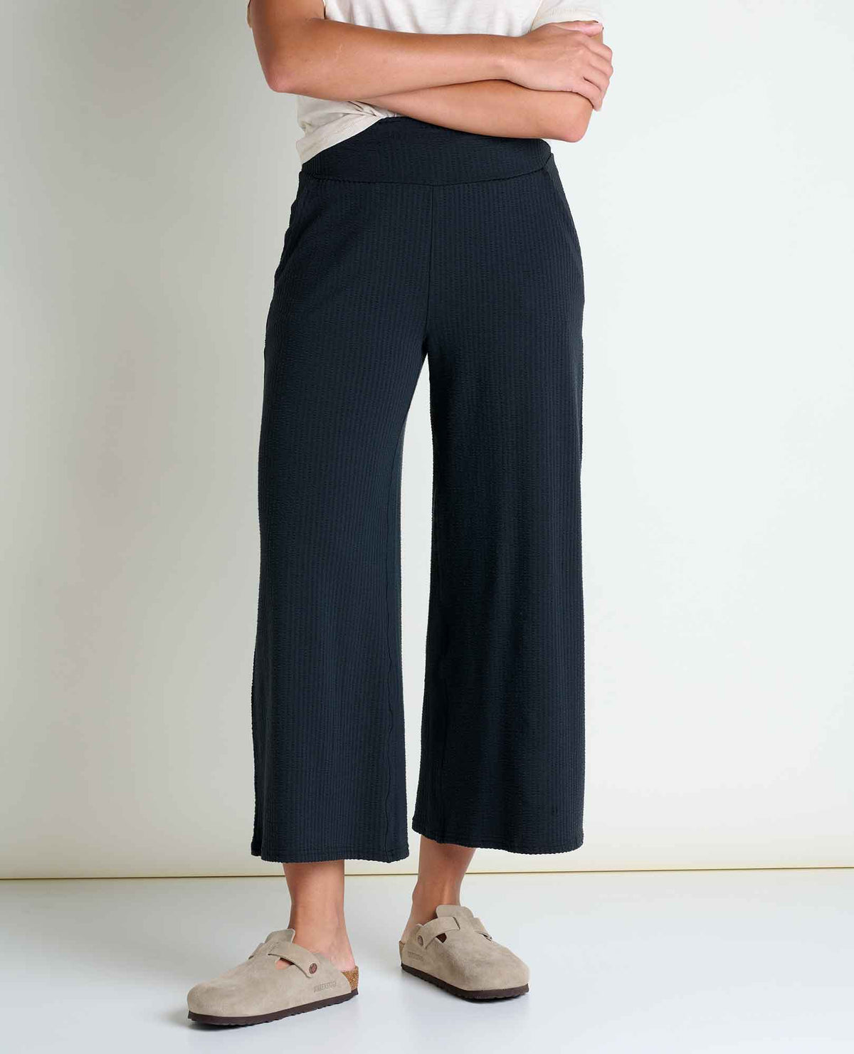 Chaka Wide Leg Crop Pant - Black Texture (F26)