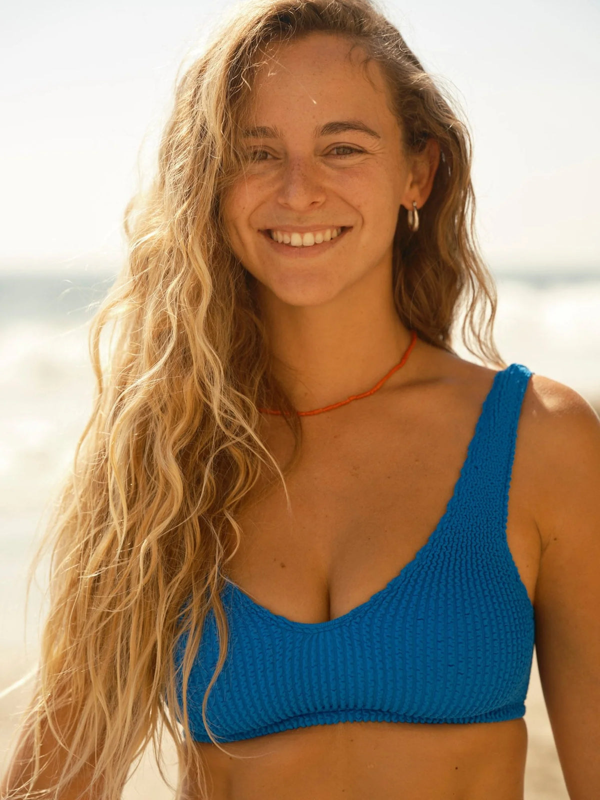 Ripple Bikini Top: Blue - O/S