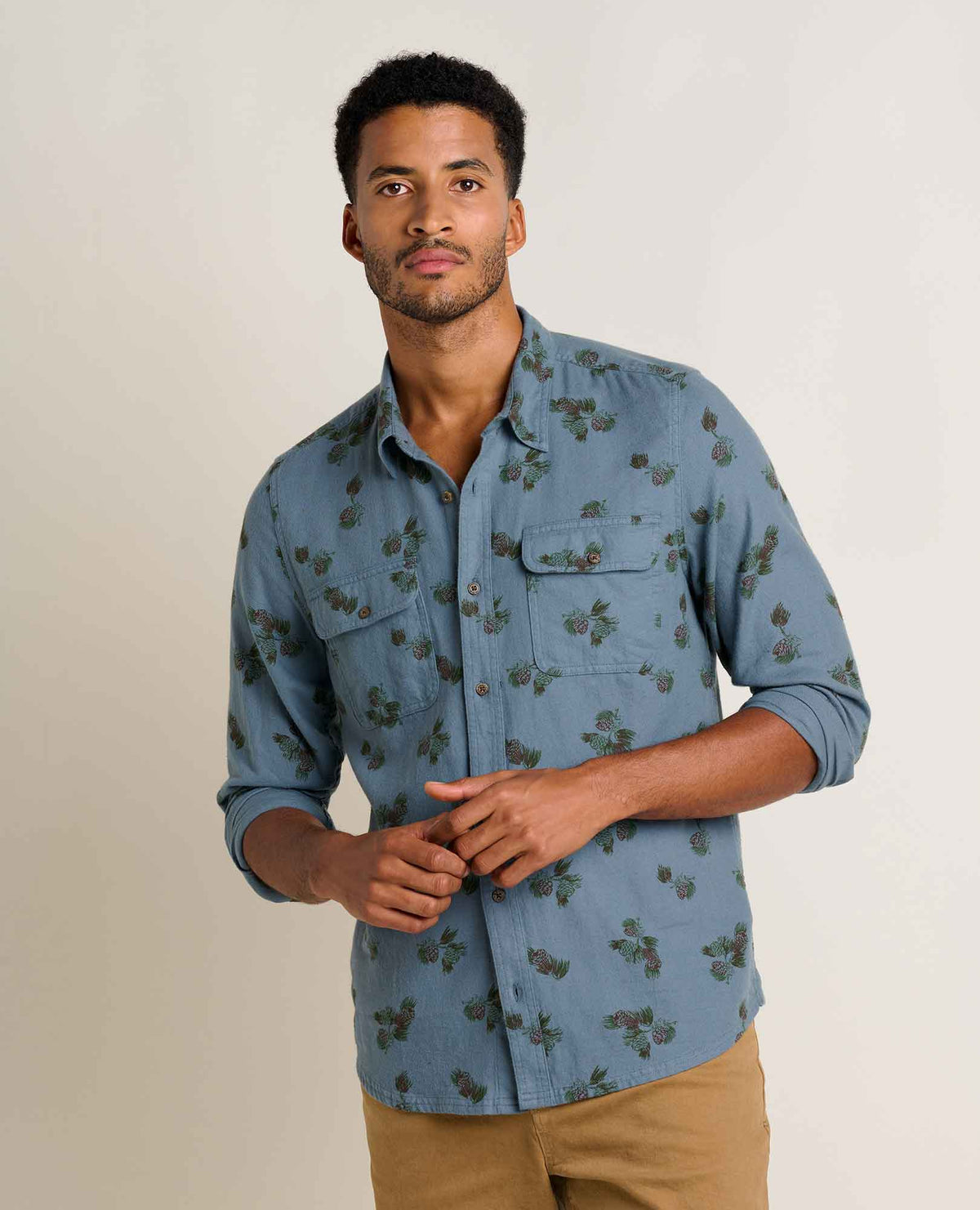 Creekwater Flannel LS Shirt - Ink Pinecone Print