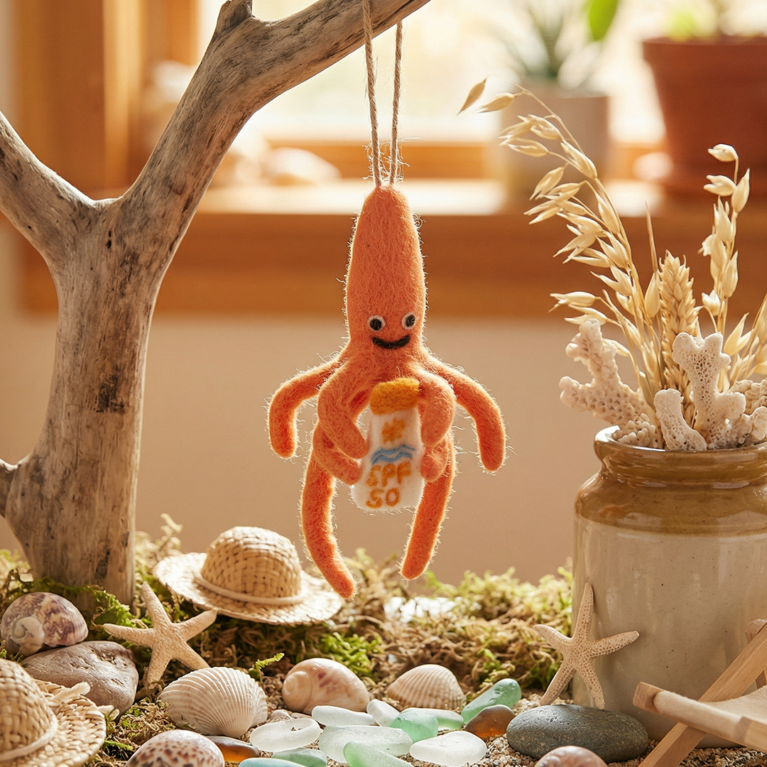Handmade Felt SPF Squid Ornament