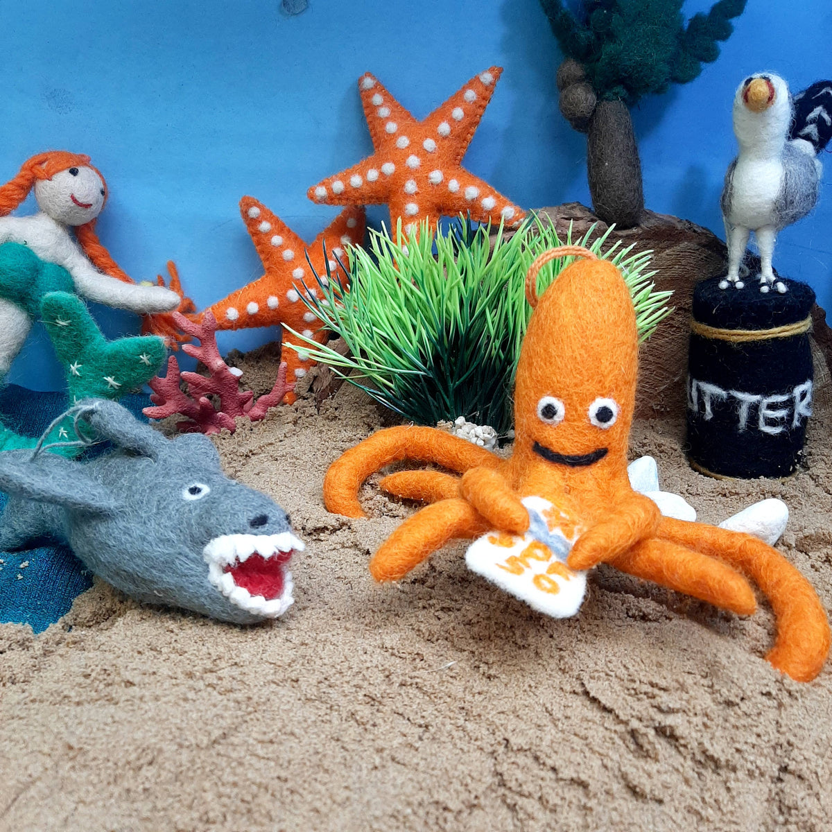 Handmade Felt SPF Squid Ornament