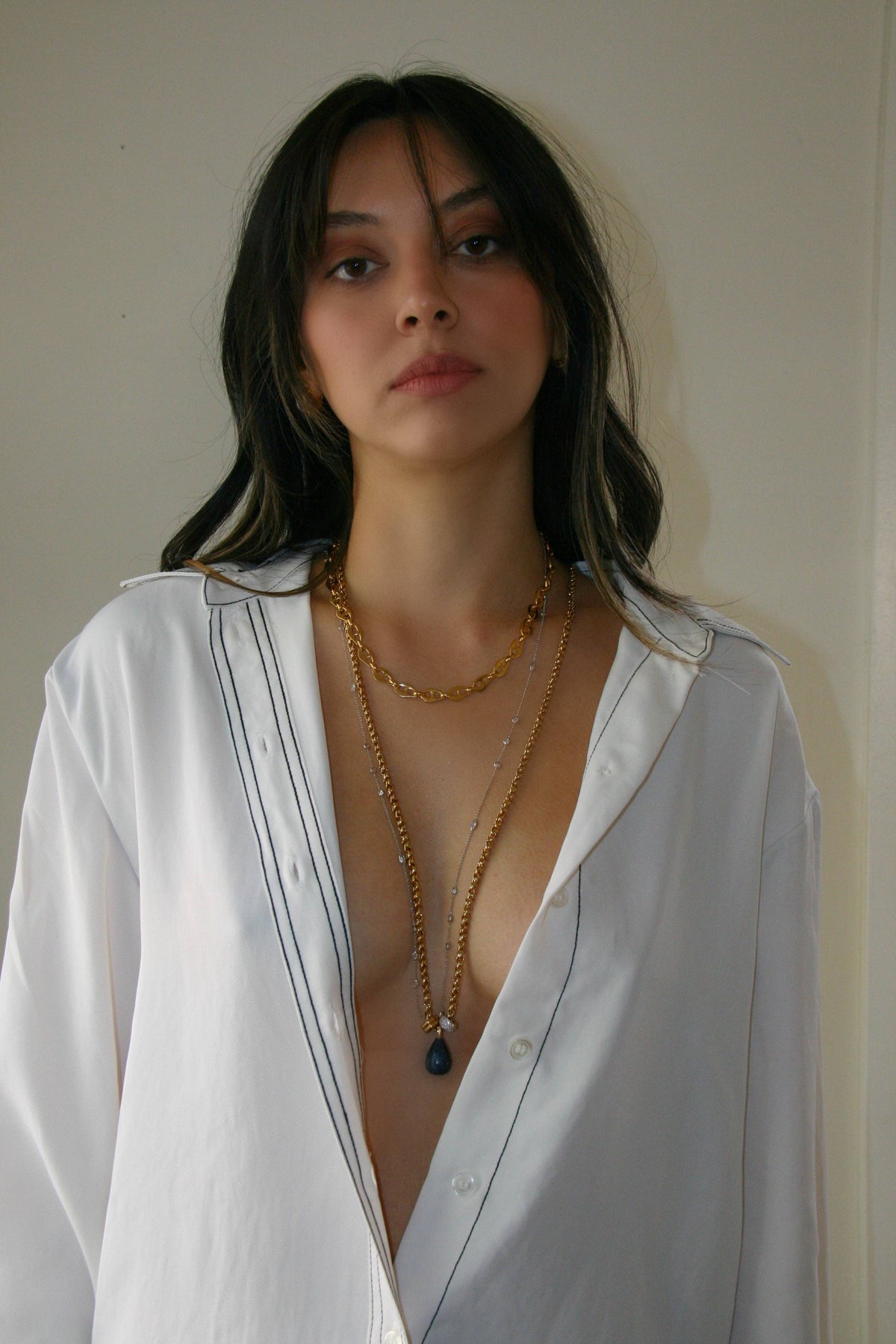 Lou Lapis Pendant Gold Chain Necklace