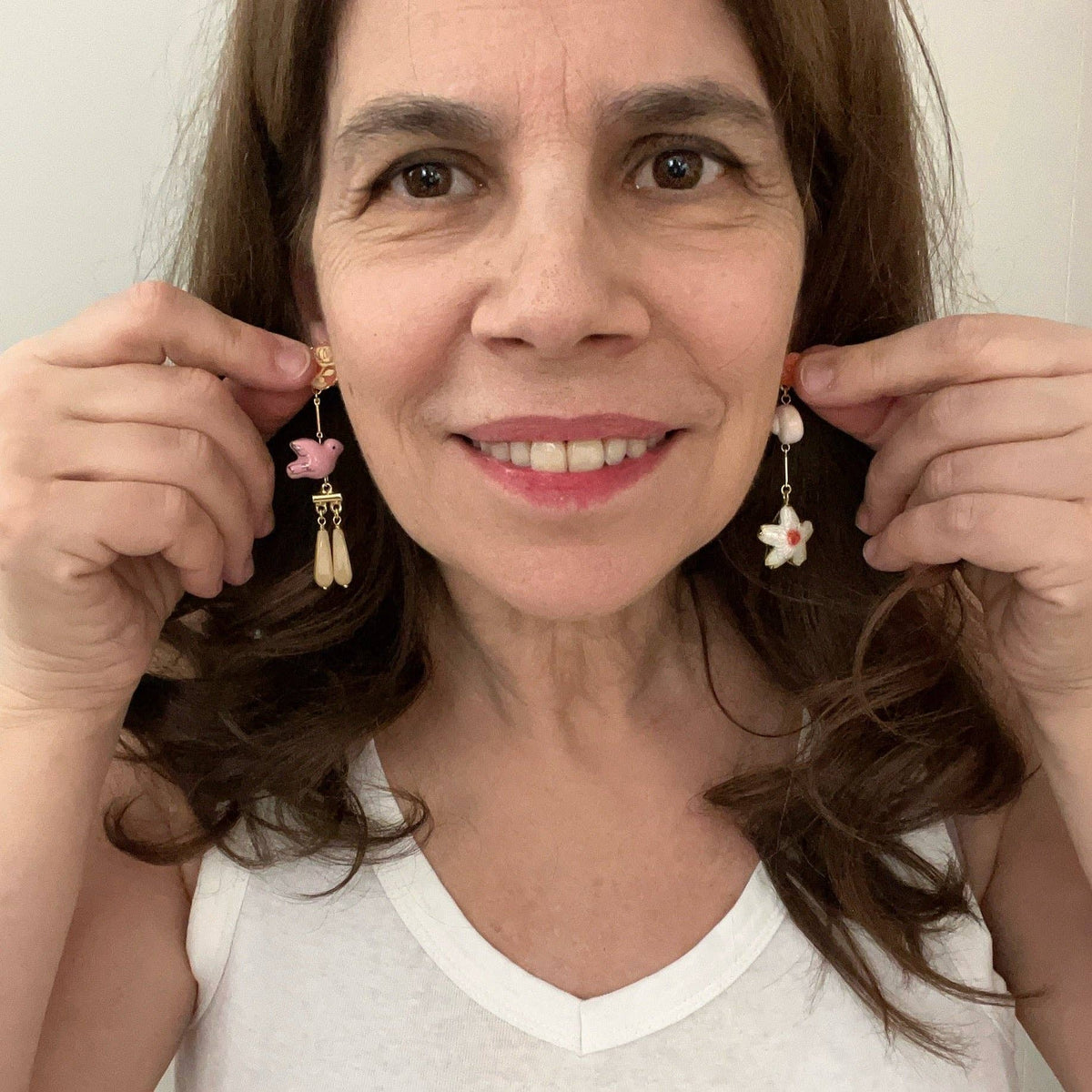 Garden - Bird - Flower Earrings