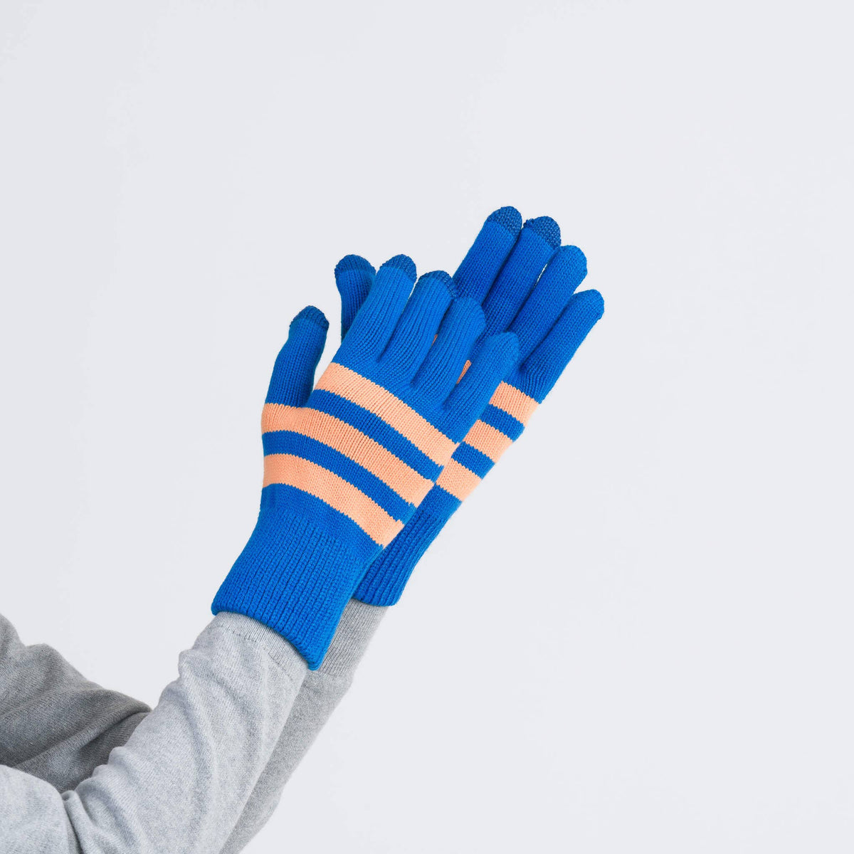 Stripe Touchscreen Gloves: Peach Cobalt