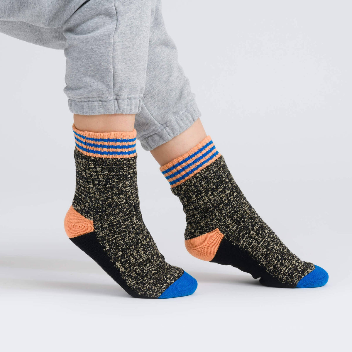 Varsity Knit House Socks: Black (L/XL)