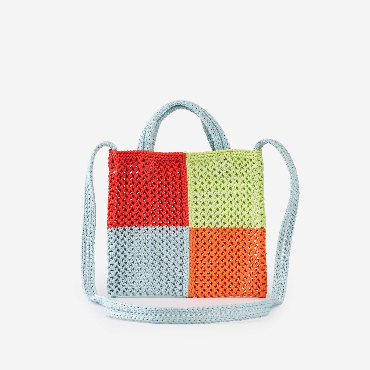 Quattro Raffia Mini Tote: Poppy Stone Blue