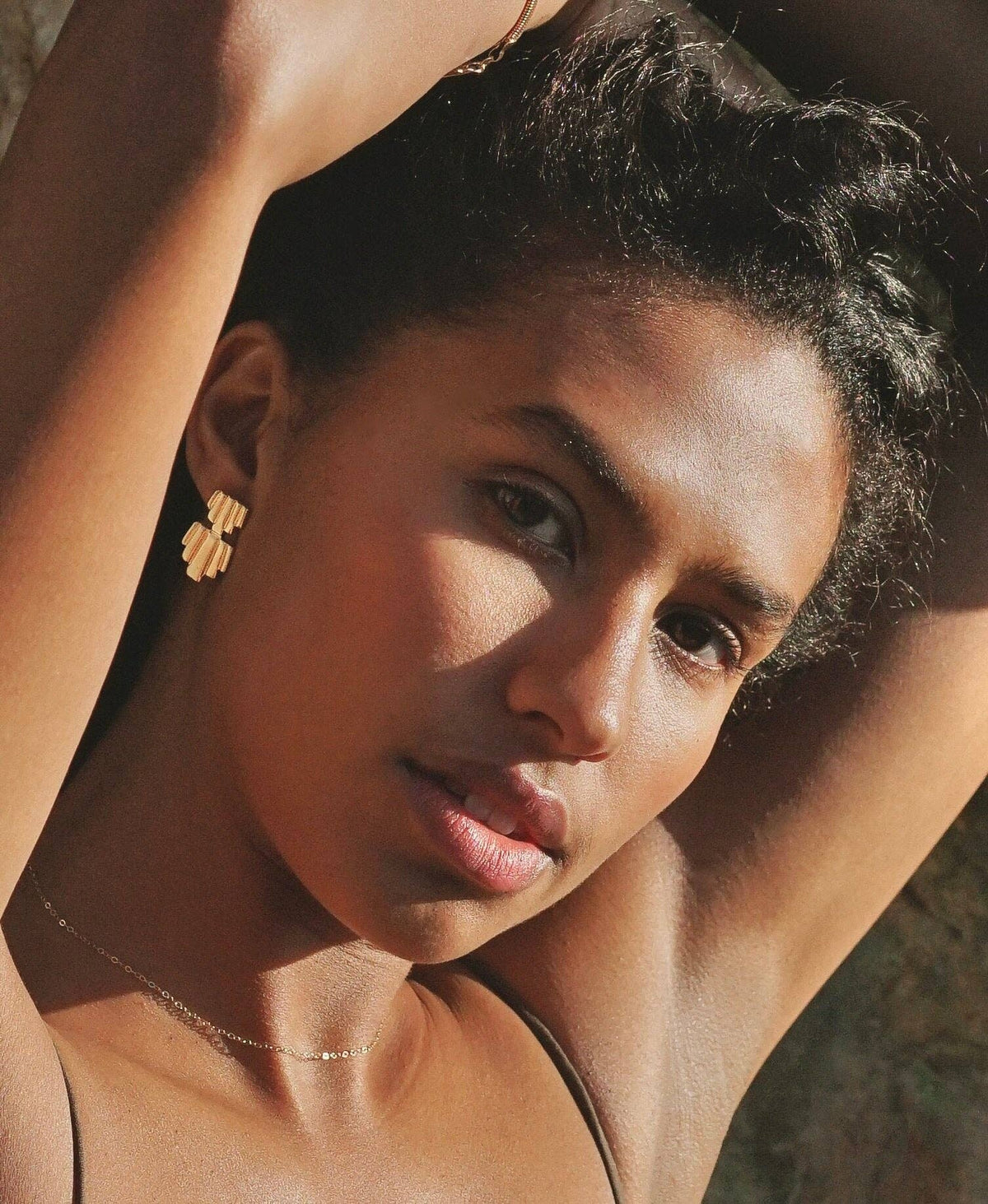 Empire Deco Earrings: Gold