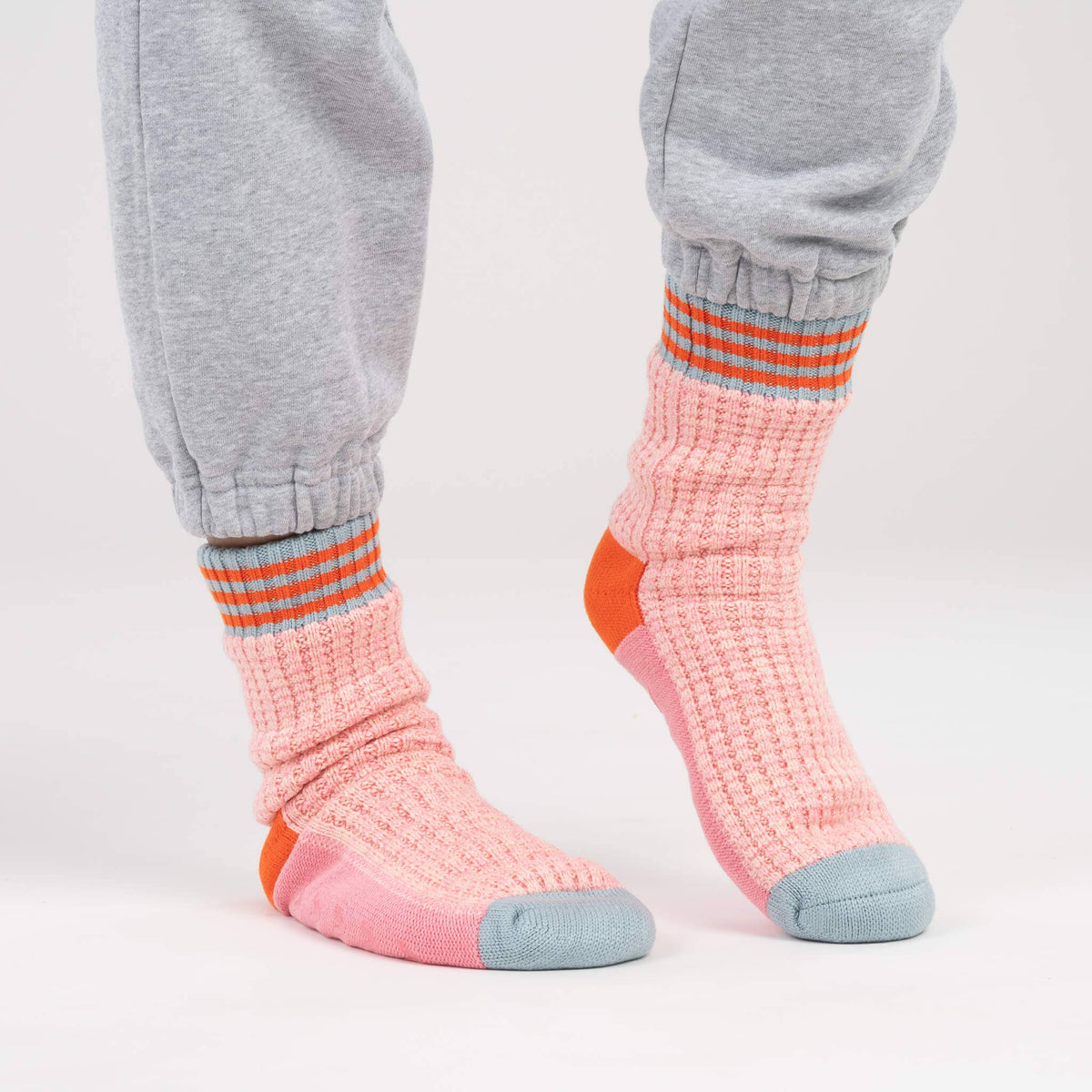 Varsity Knit House Socks: Pink (S/M)