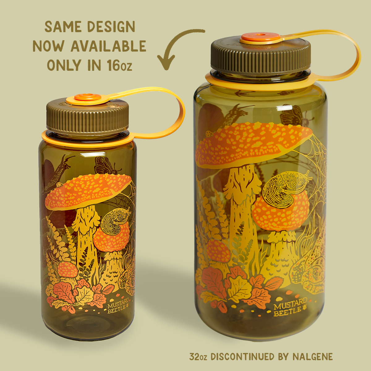 16oz Toad &amp; Mushrooms, Wide Mouth Nalgene Water Bottle