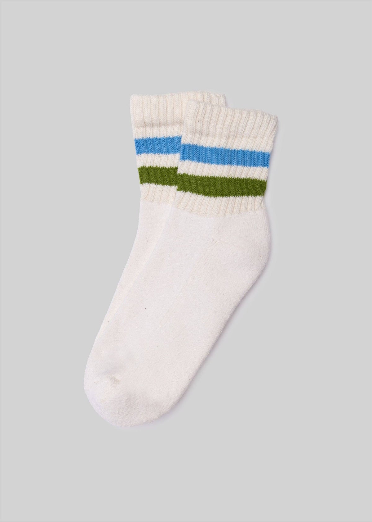 The Retro Stripe Quarter Crew: Col. blue/chive