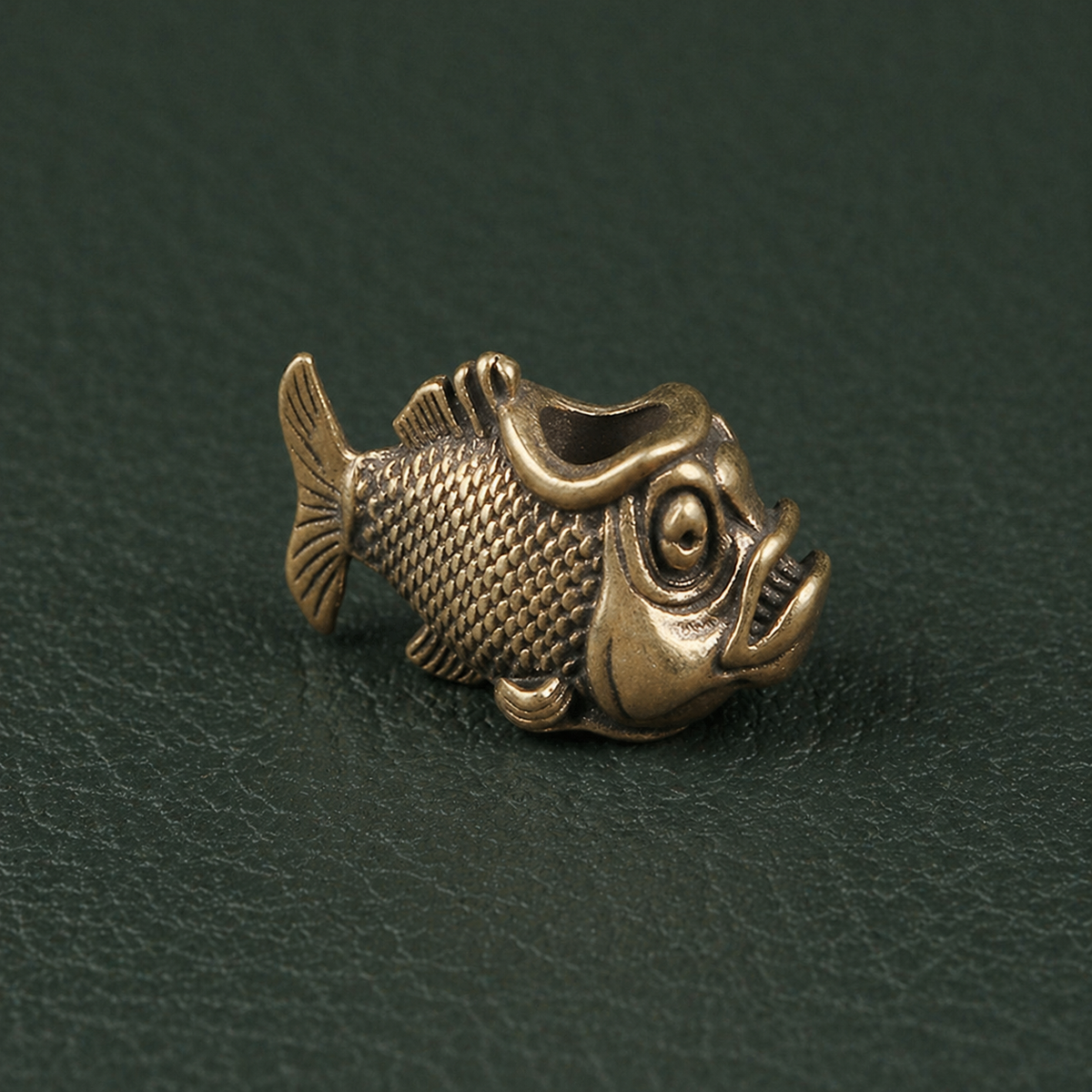 Antique Brass Piranha Fish Figurine Keychain Charm: A1
