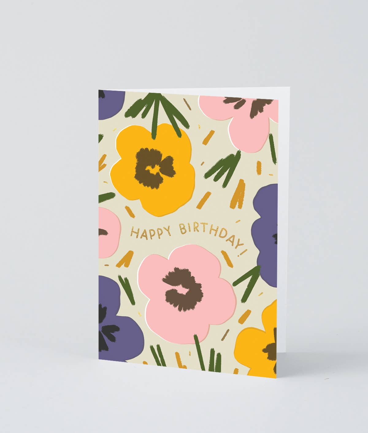 Happy Birthday Flowers&#39; Foiled Greetings Card