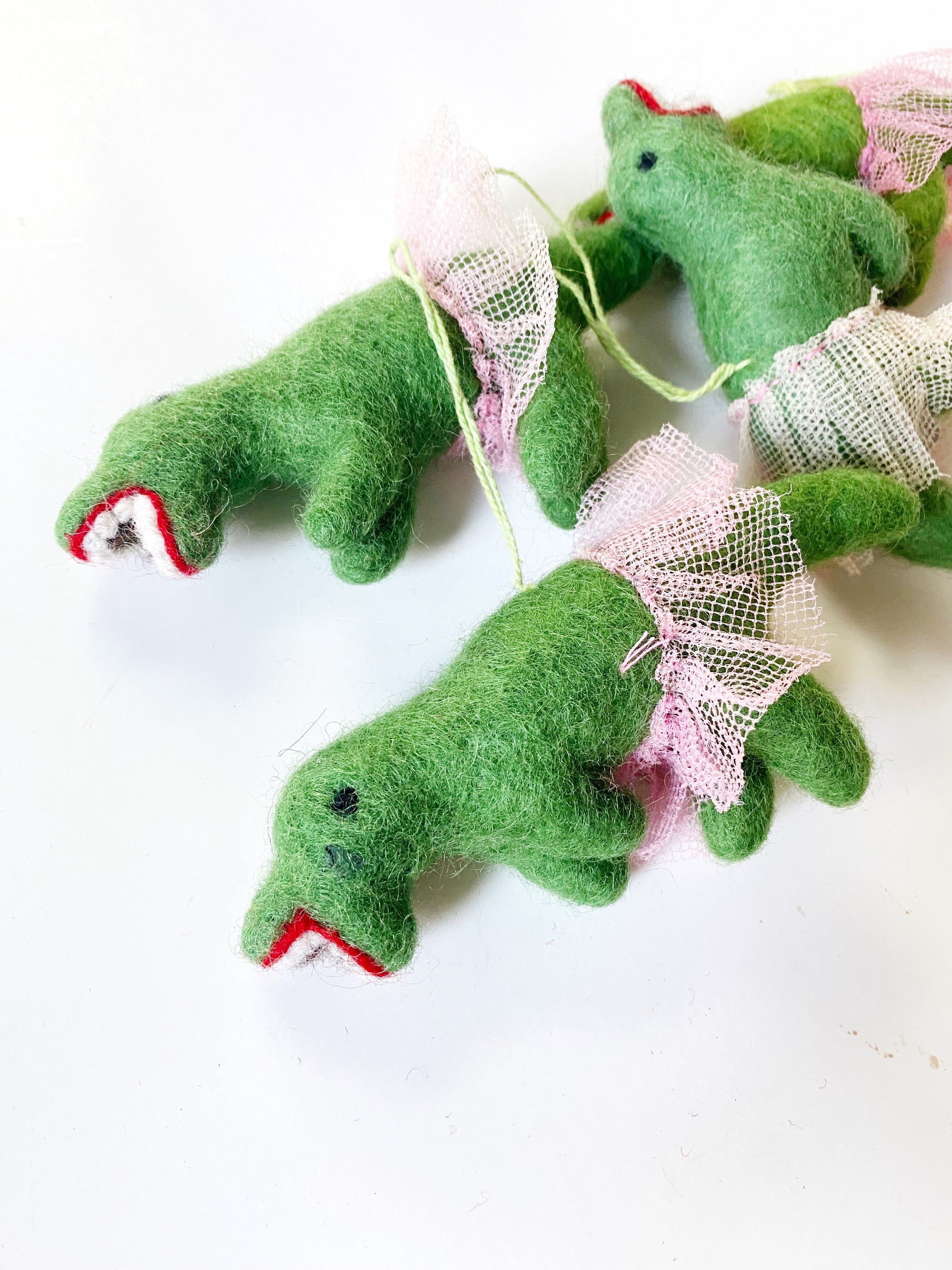 Handmade Felt Ballerina dinosaur ornament