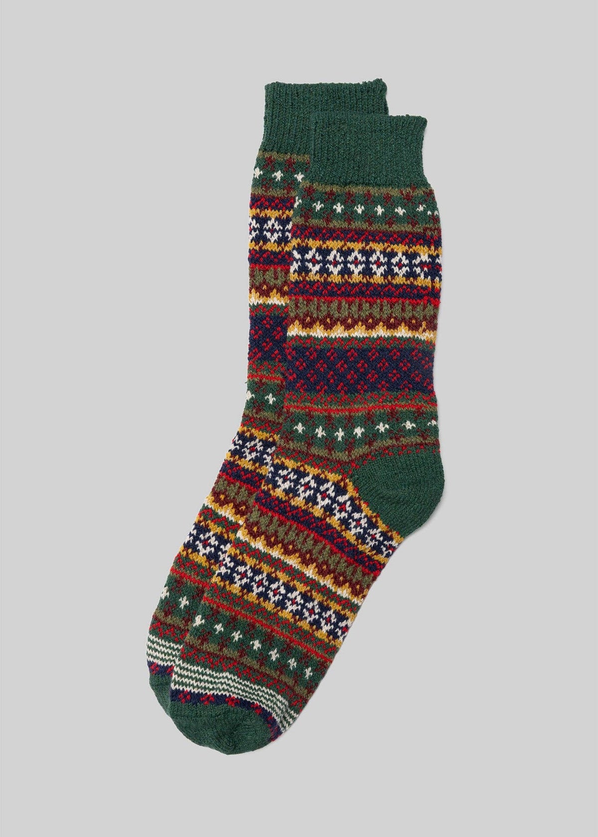 Cotton Fair Isle Sock: Mistletoe / One Size