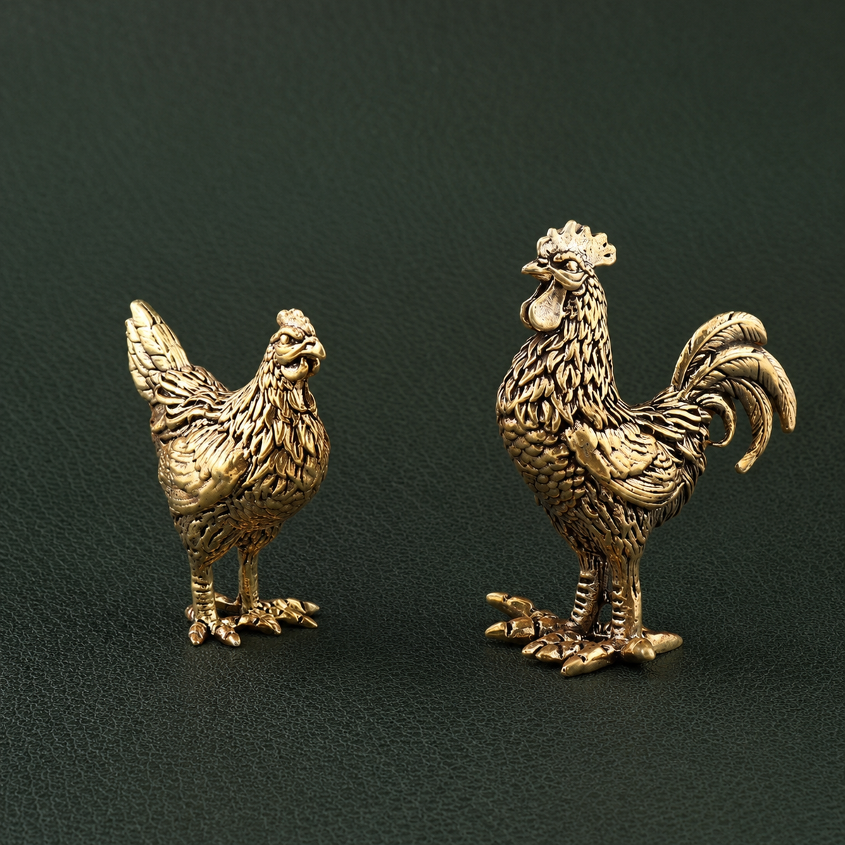 Solid Brass Chicken Figurine Ornament: A1