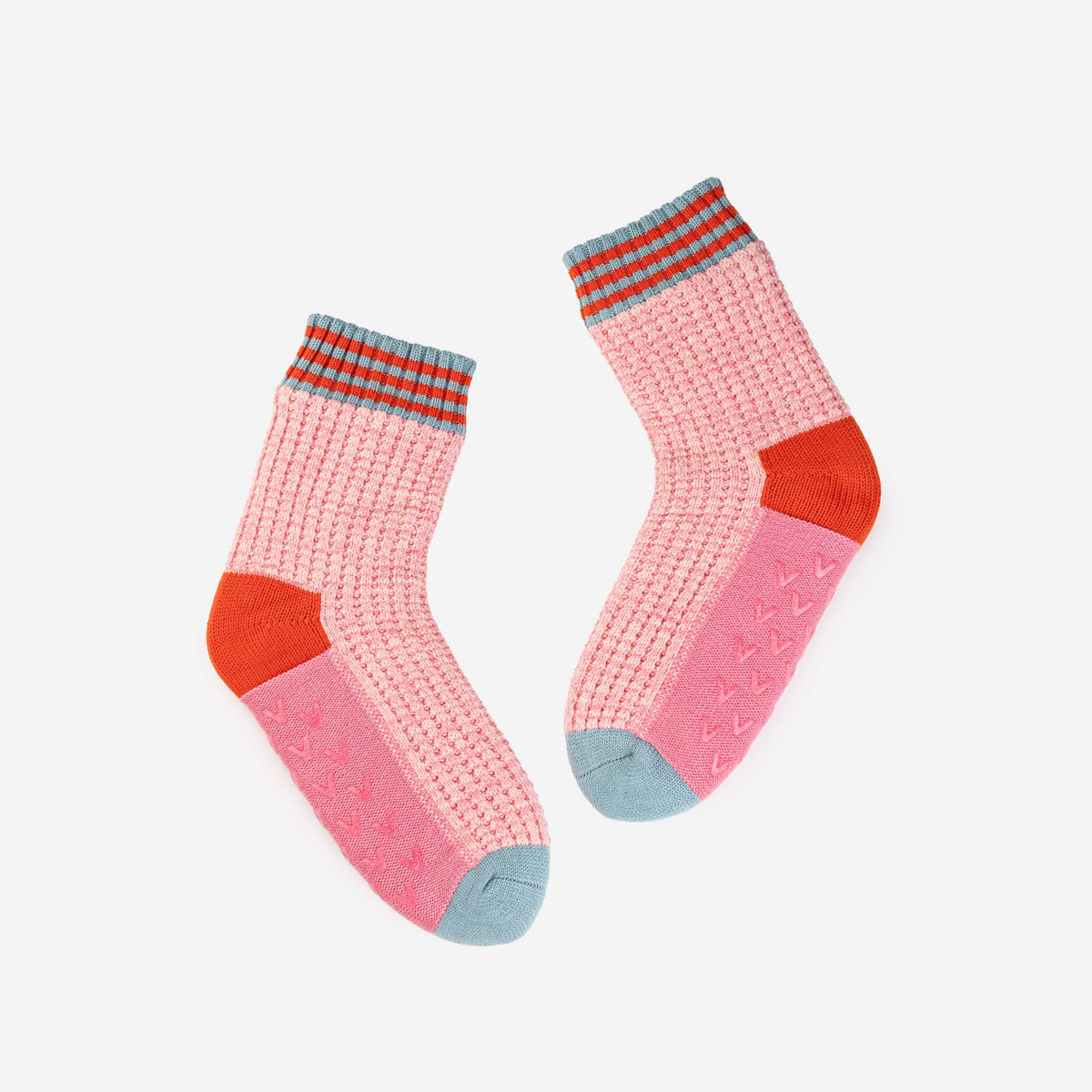 Varsity Knit House Socks: Pink (S/M)