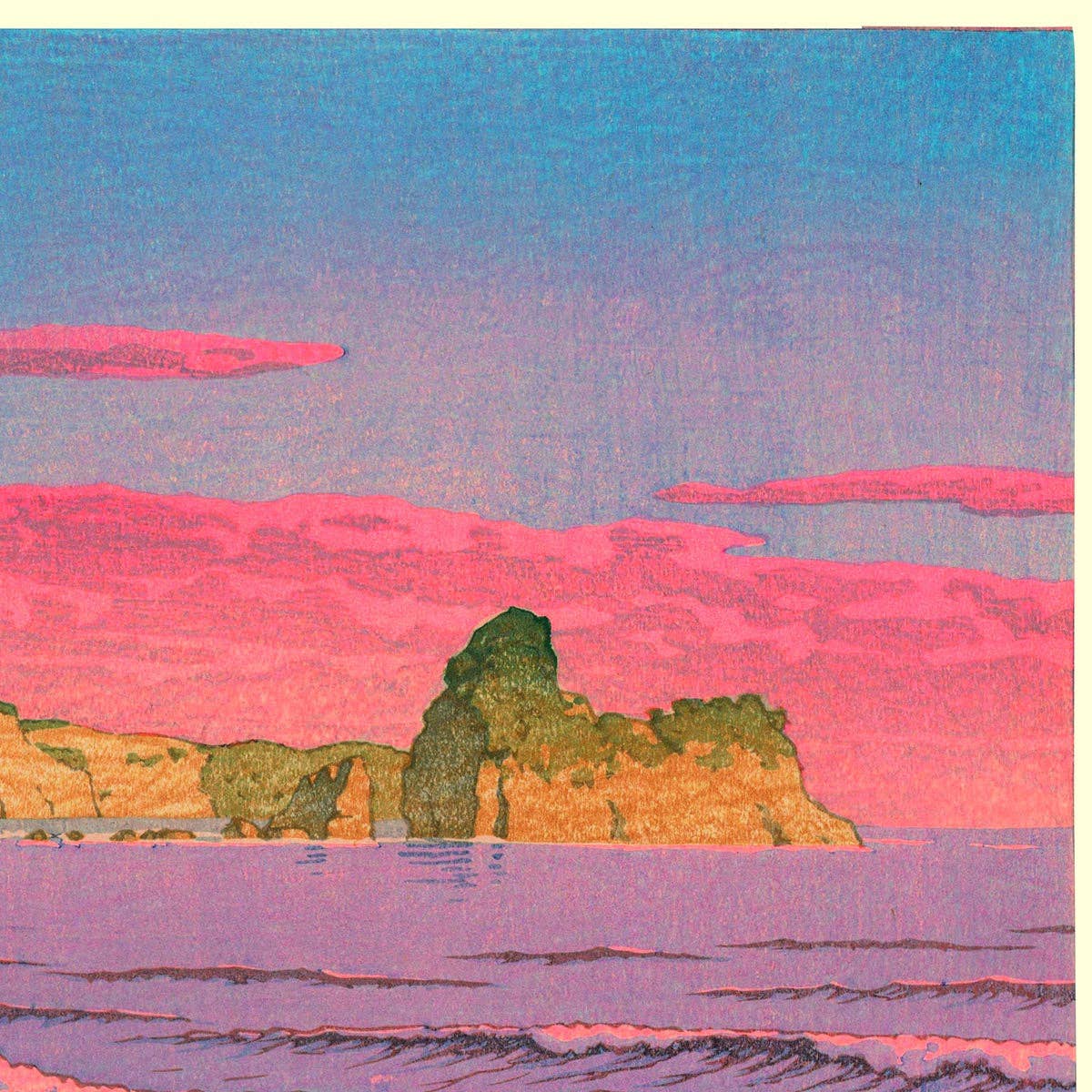Hasui's Morning Sea at Shiribeshi Art Print: 8x10 Inches
