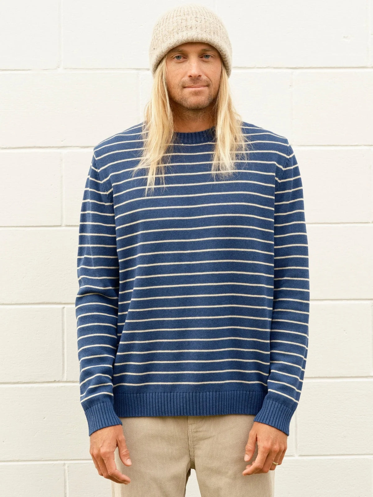 Striped Linen Sweater - Navy Stripe (F26)