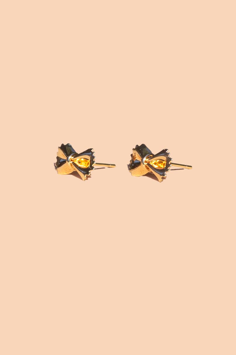 Bow Tie Pasta Studs - 18K Gold Plated (Single)