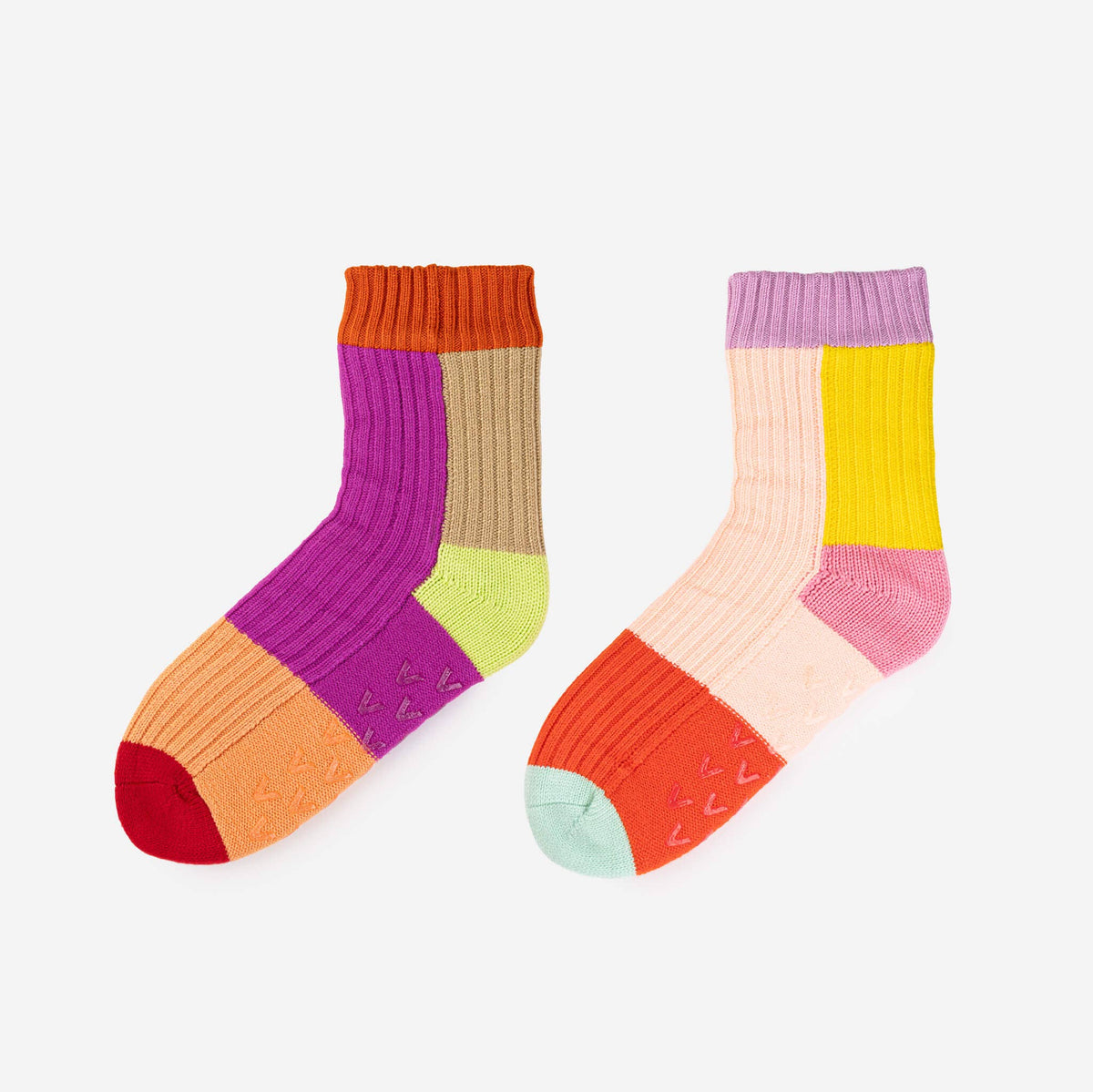 Mismatch House Socks: Pink (S/M)
