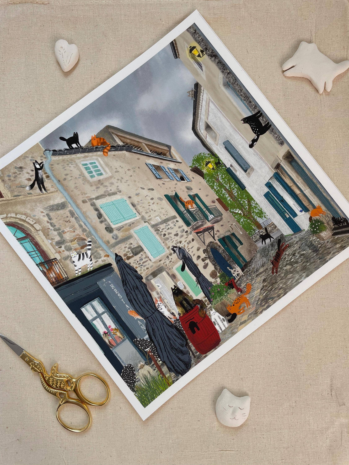 Cats after the Rain (Bize-Minervois) Unframed Art Print