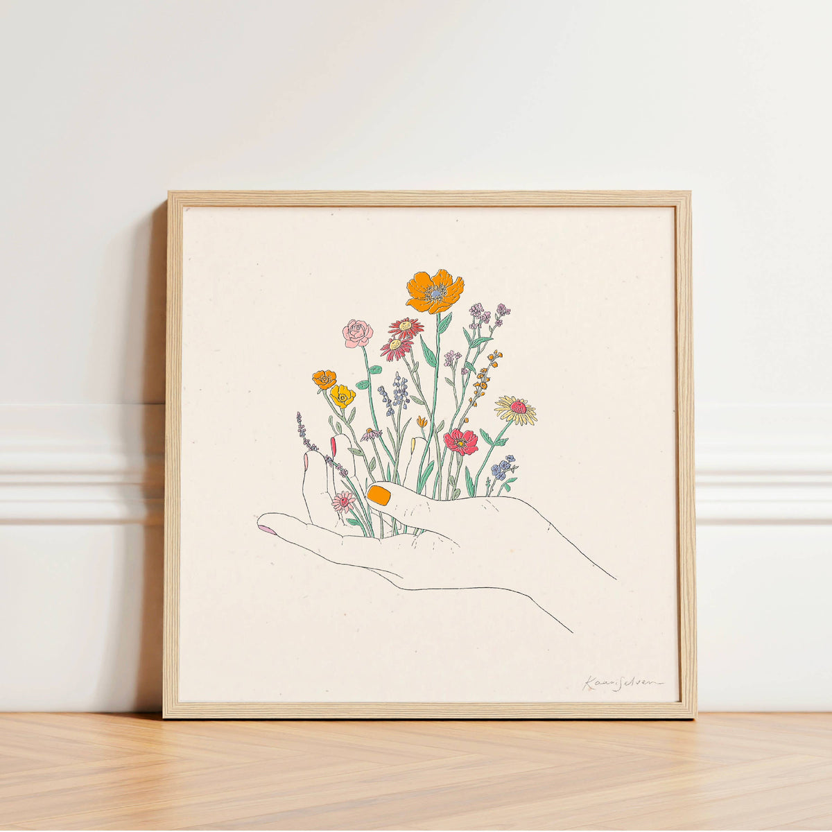 Wildflowers in Hand Art Print: 12" x 12"