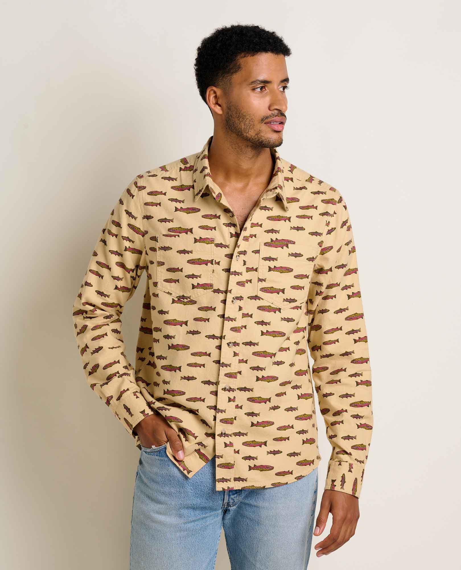 Pinevale LS Shirt - Chai Trout Print